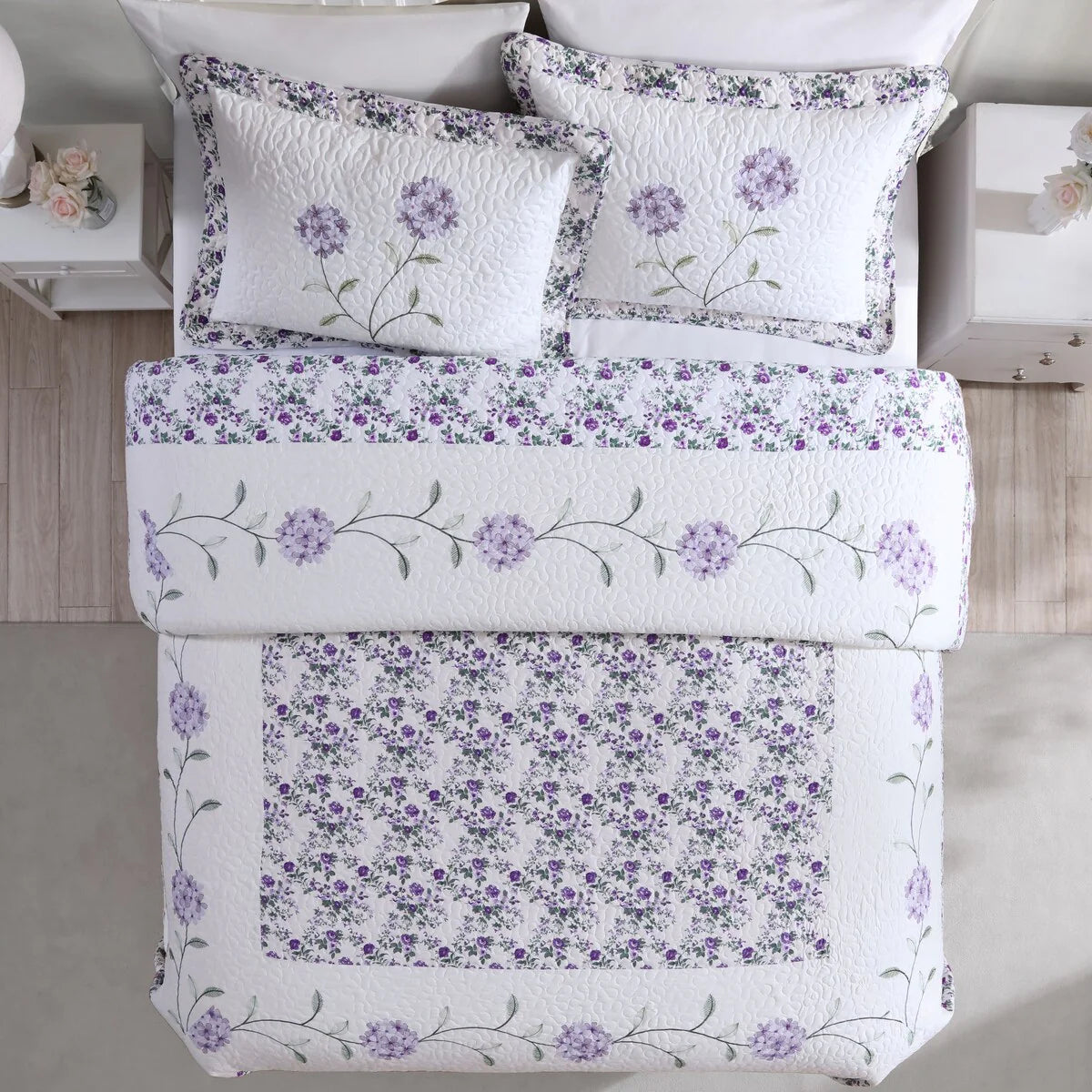 Carnation Embroidered Bedspread