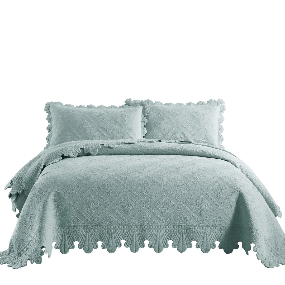 MarCielo 3Pcs 100% Cotton Oversized Quilt Bedspread Coverlet Set TK