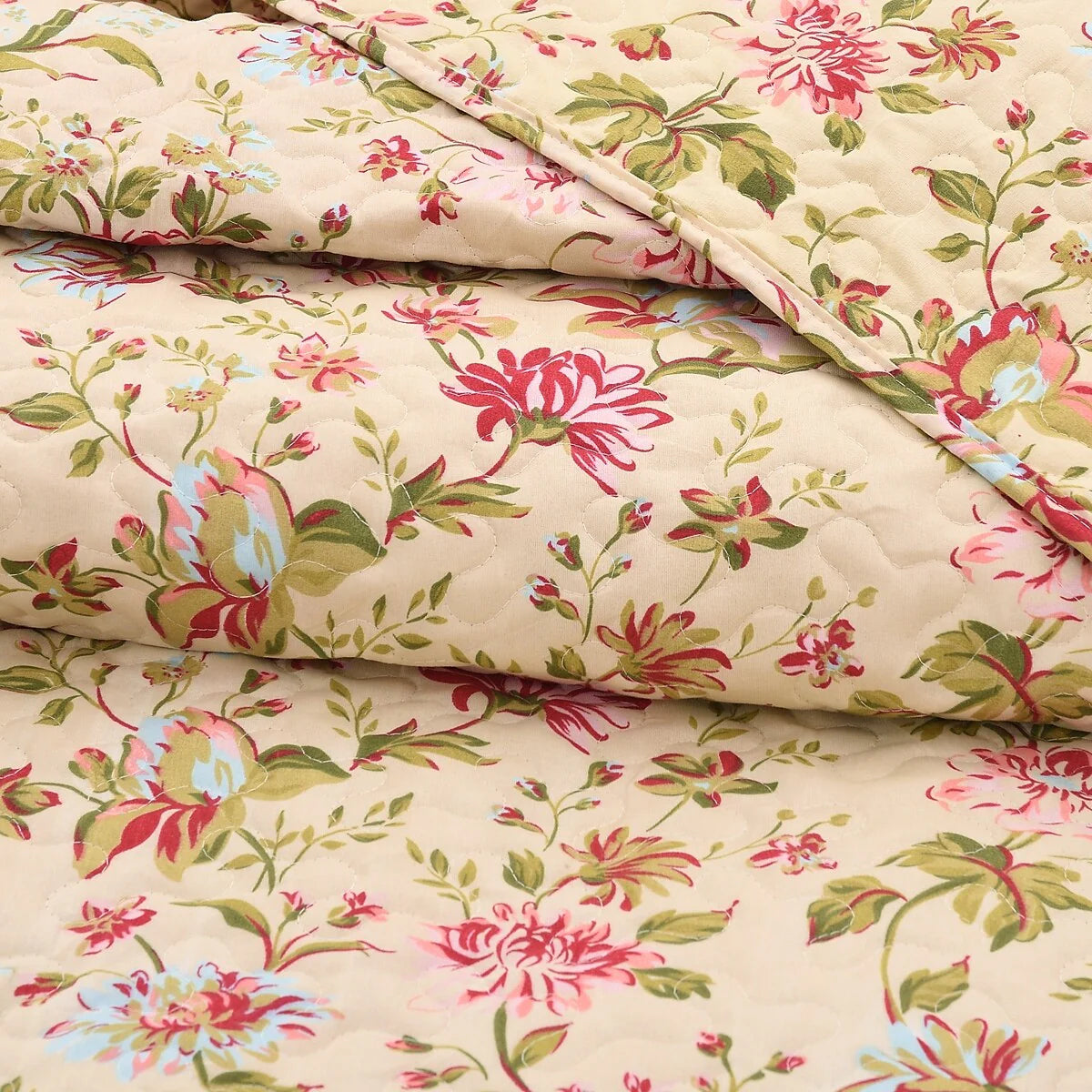 3 Piece Retro Printed Reversible Quilt Set