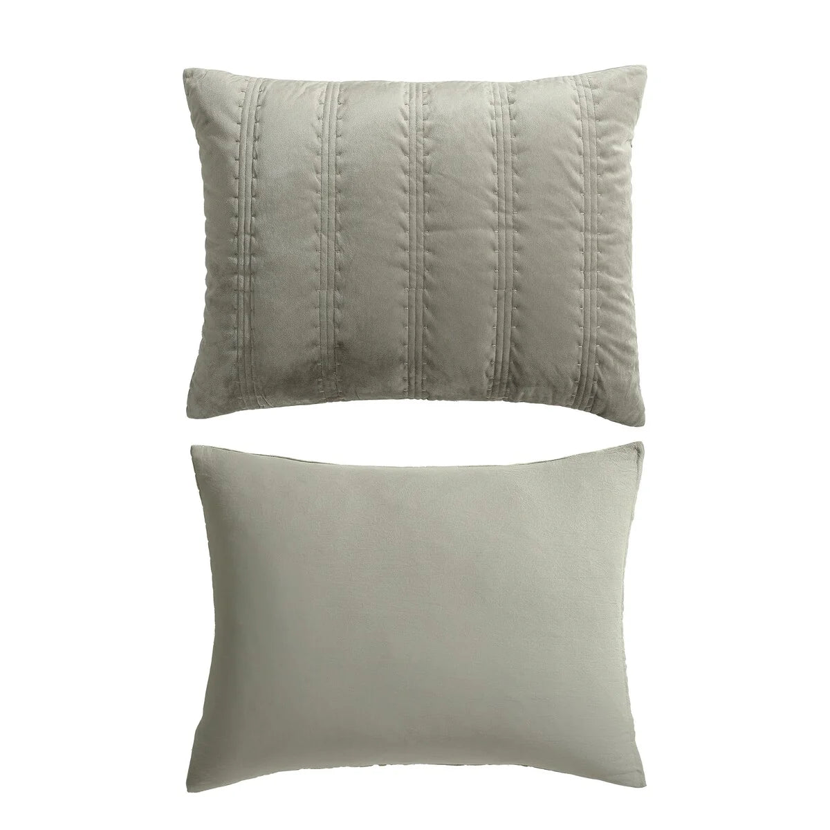 Vera Wang Velvet Linear Stitch Solid Quilt Set