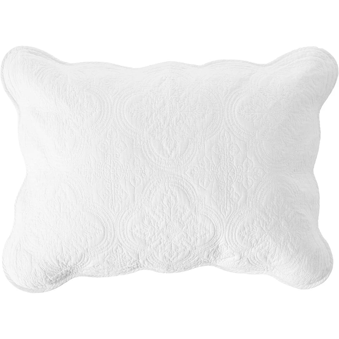 Blantyre Scalloped Edge White Cotton 3-piece Oversized Quilt Bedding Set