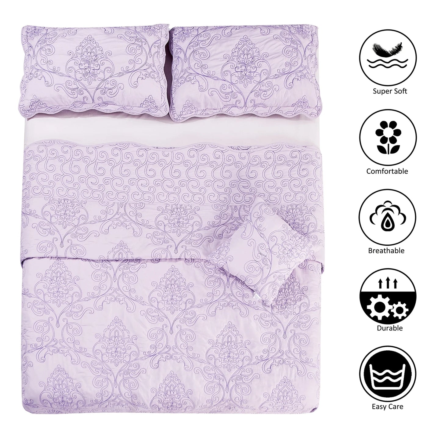 Serenta Damask Oversized 4-piece Bedspread Set