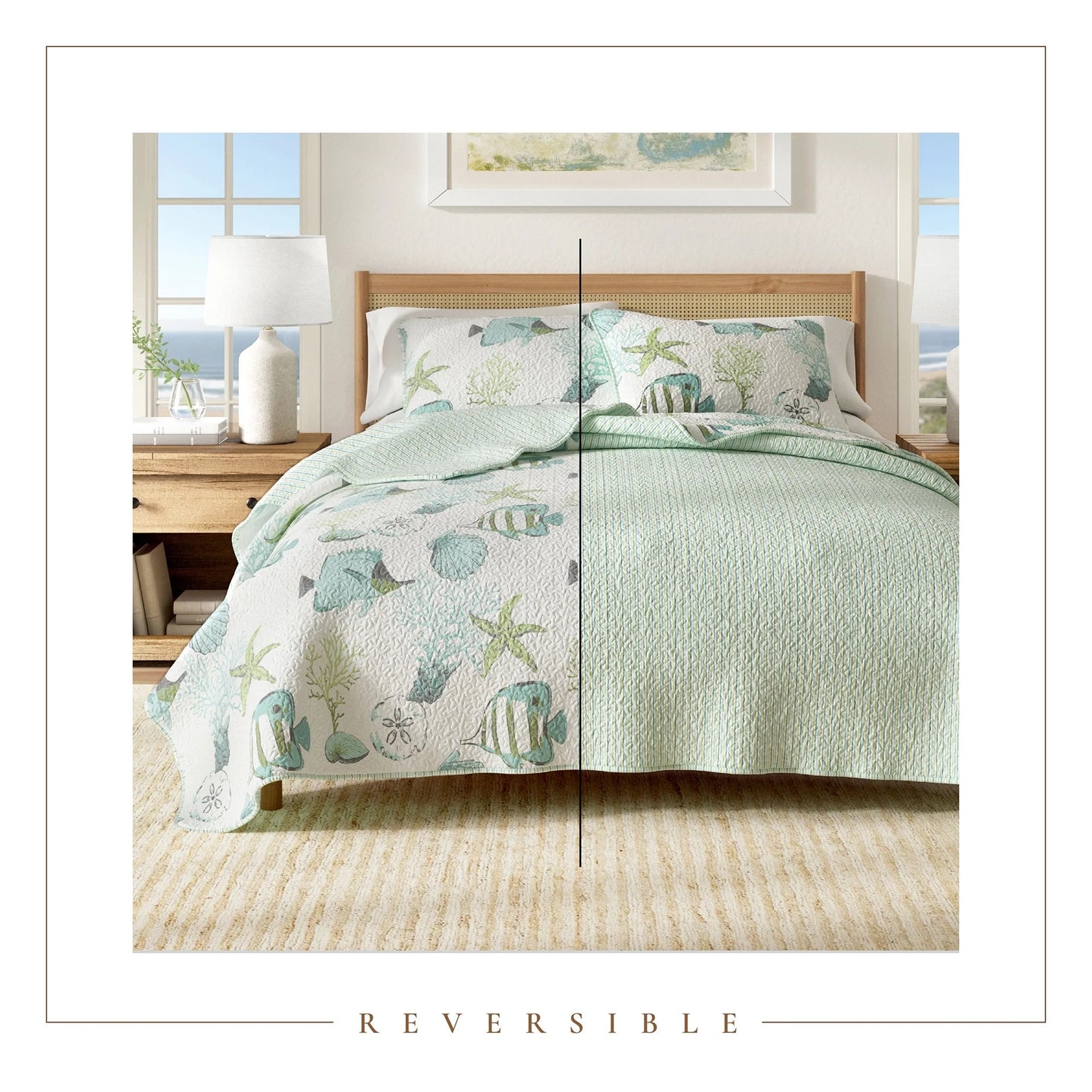 Linery & Co. Coastal Microfiber Quilt Set With Shams.