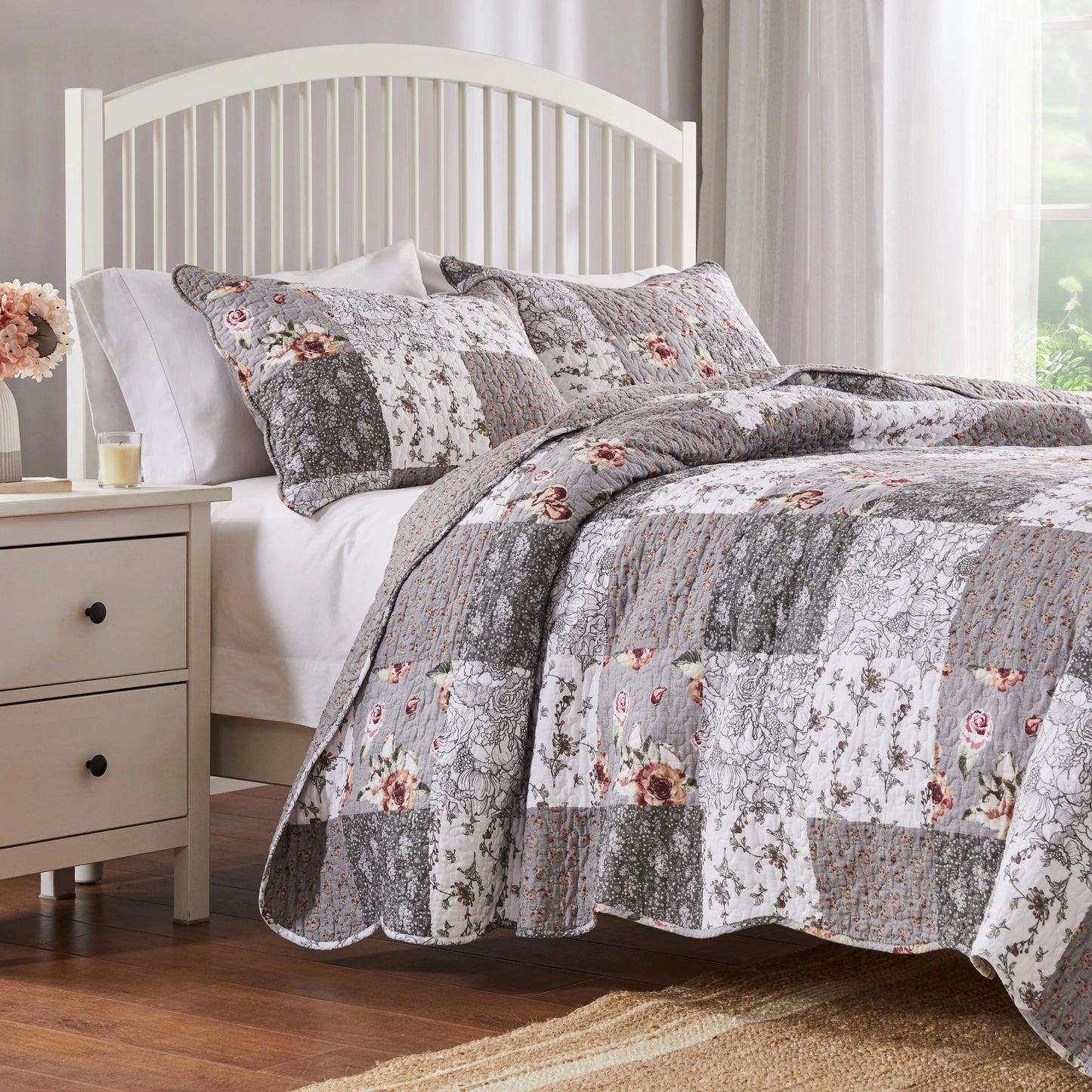 The Gray Barn Spring Arrow Reversible Floral Cotton Quilt Set