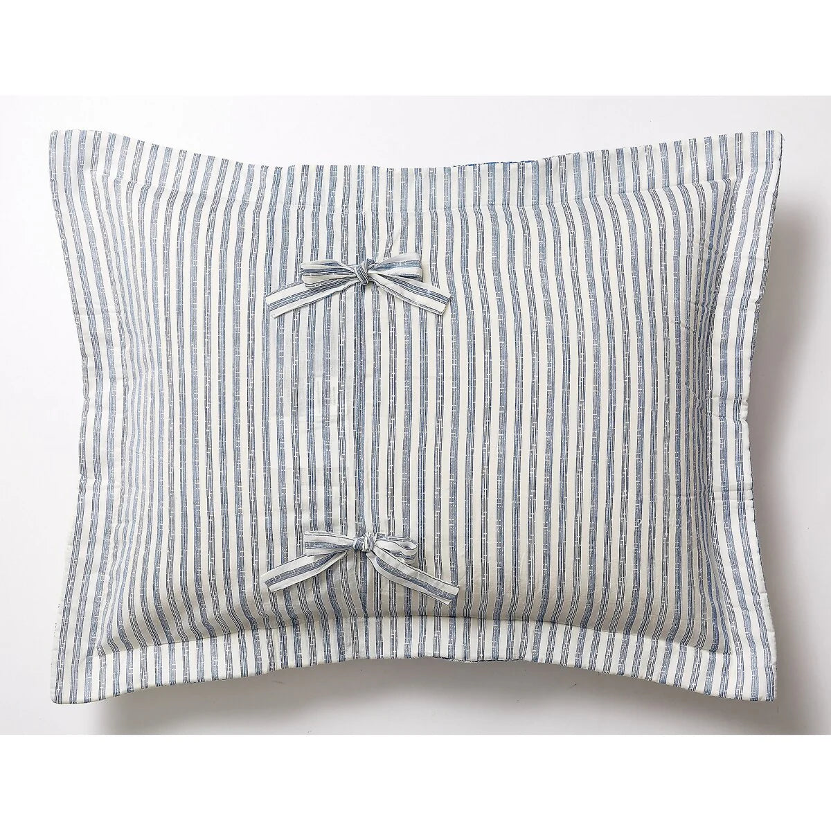 Toile and Bamboo Stripes Reversible Cotton Quilt Set