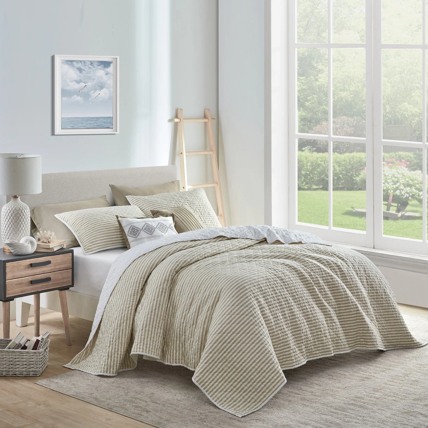 Wonderful 5 Piece Striped Coverlet Set