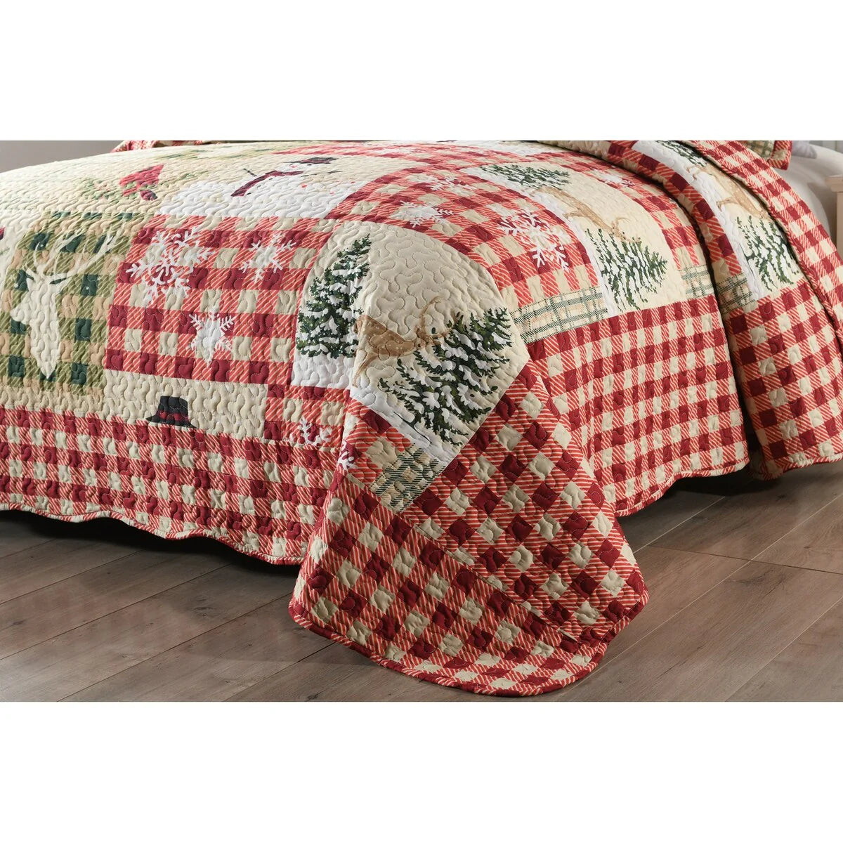 Rustic Patchwork Christmas Quilt Bedspread Set