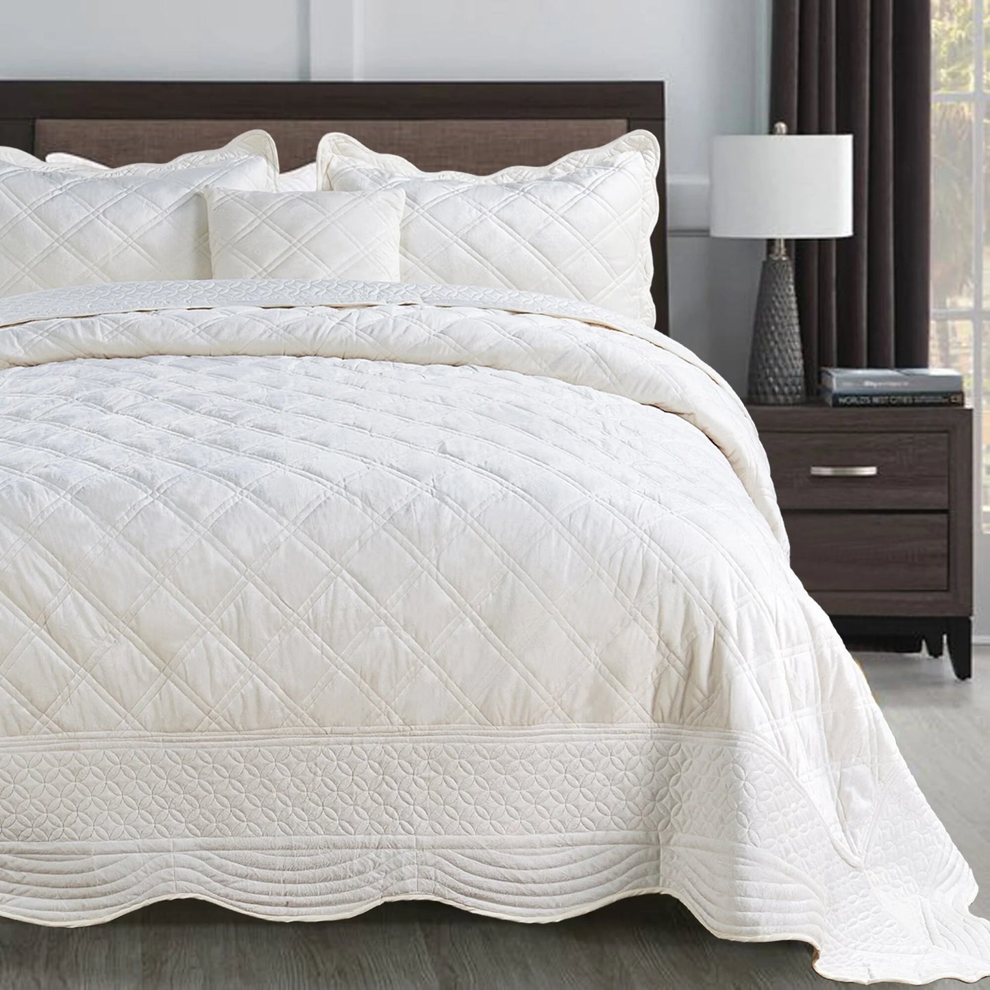 Serenta Supersoft Microplush Quilted 4 Pieces Bedspread Coverlet Set
