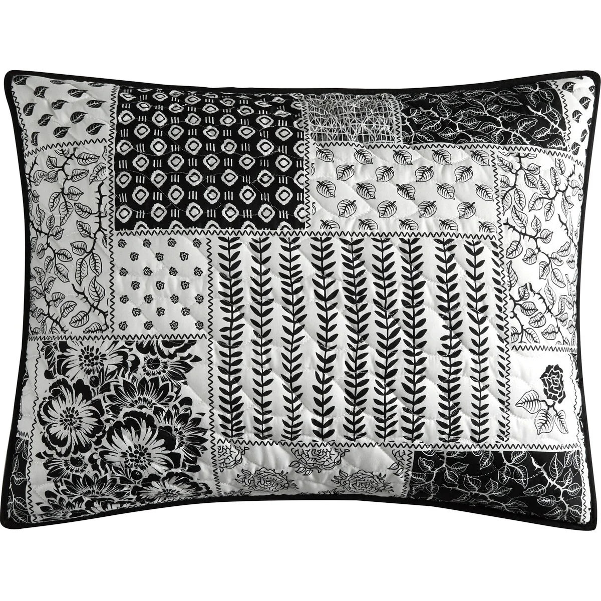 Nanshing Quinn 3 Piece Patchwork Black & White Quilt Set