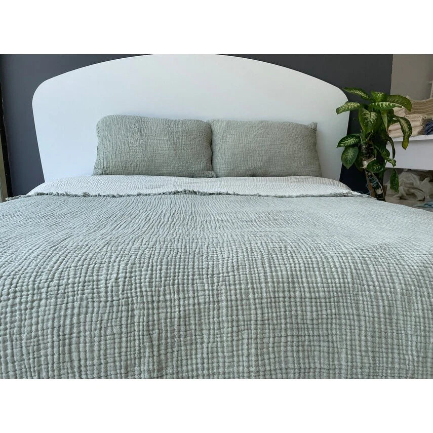 Muslin Blanket 4 Layers, Soft Bedspread, Turkish Cotton Muslin Bed Cover, Reversible Coverlet