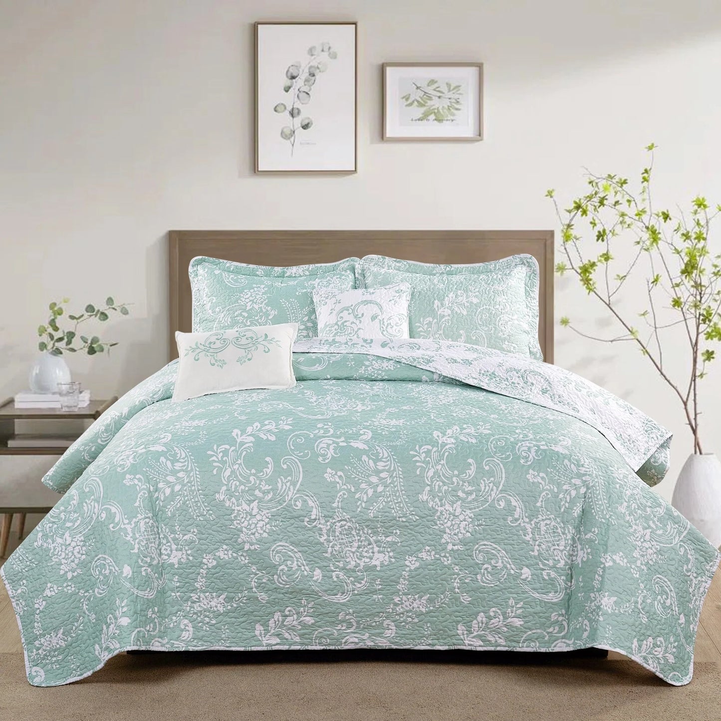Serenta 5 Piece Printed Microfiber LA Boheme Quilt Set