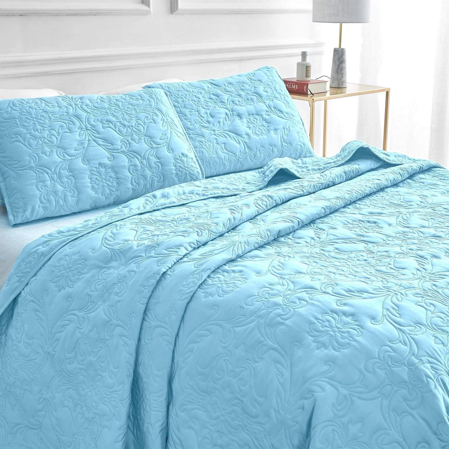 Sophia & William 2/3 Pieces Quilt Set, Reversible Microfiber Bedding Bedspread Coverlet Set