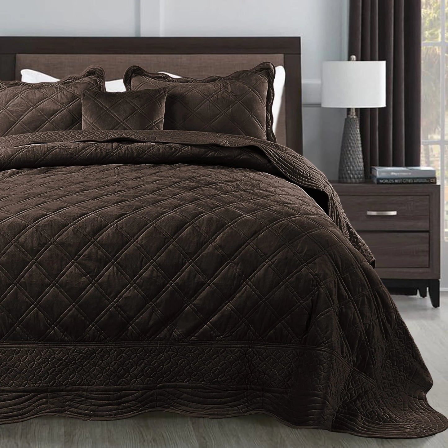 Serenta Supersoft Microplush Quilted 4 Pieces Bedspread Coverlet Set