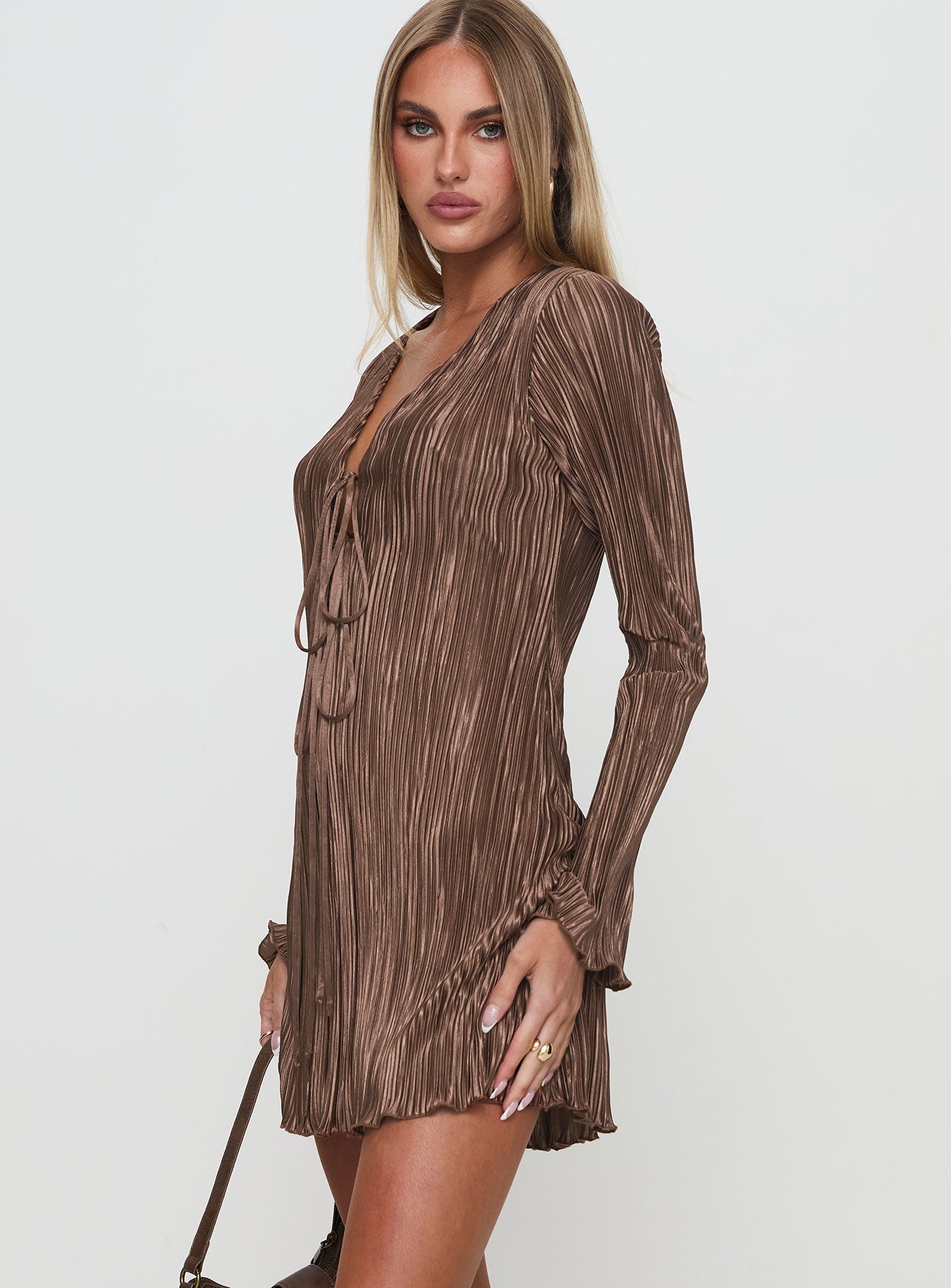 Malop Long Sleeve Mini Dress Chocolate