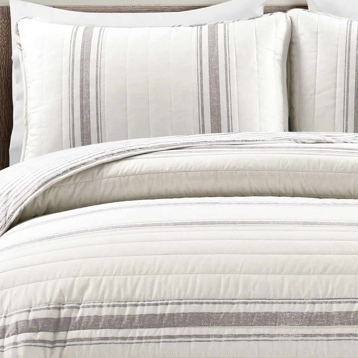 Lush Decor Farmhouse Stripe 3 Piece Quilt Set