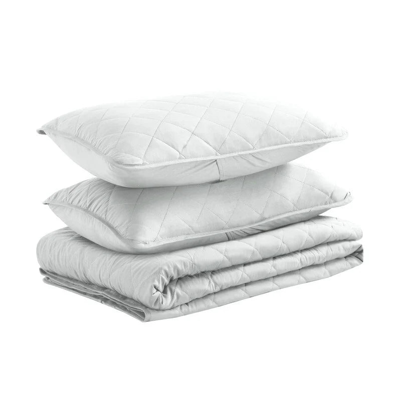 Modern Ultra Soft Microfiber Traditional Diamond Quilting Coverlet Quilt Set