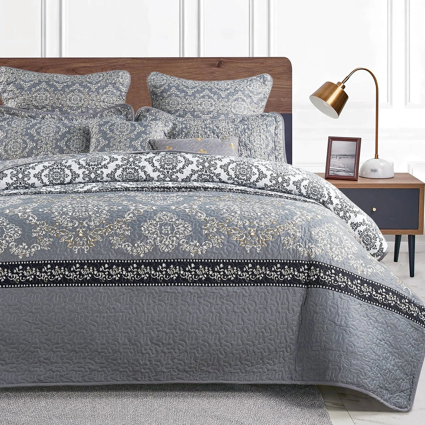 Serenta Mystic Printed Reversible 7-piece Bedspread Coverlet Set