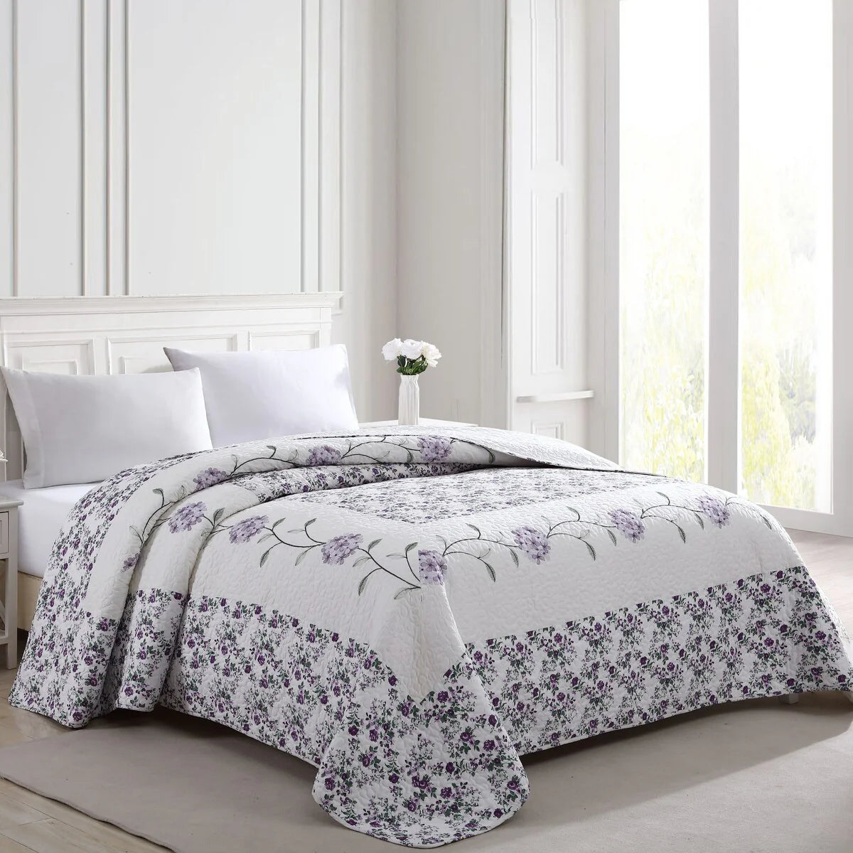 Carnation Embroidered Bedspread