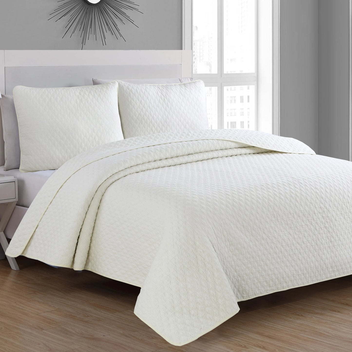 Copper Grove Verbena Diamond Stitch Cotton Quilt Set
