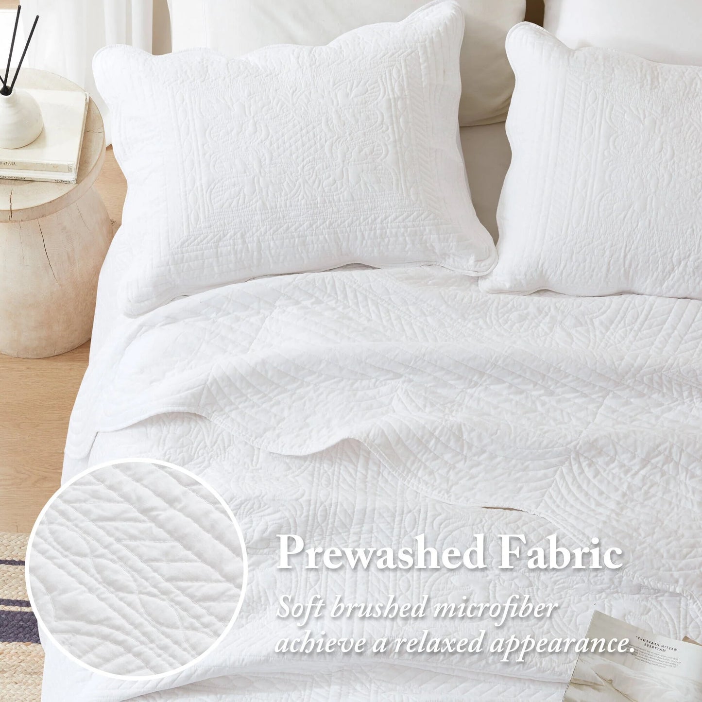 Madison Park Marino 3 Piece Reversible Scalloped Edge Quilt Set