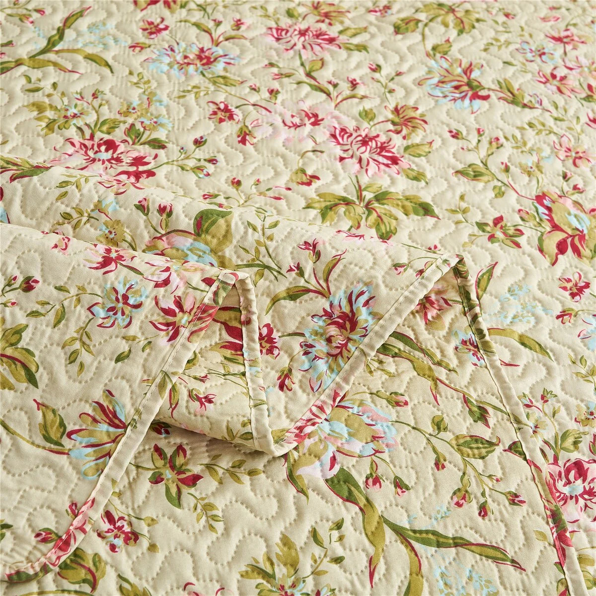 Vintage Rose Reversible Quilt Set, Bedspread, Coverlet