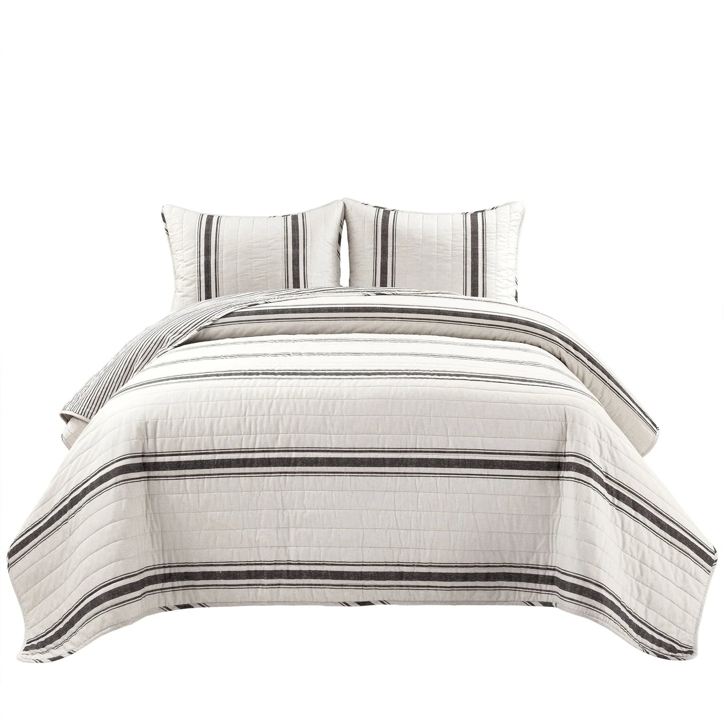 Lush Decor Farmhouse Stripe 3 Piece Quilt Set