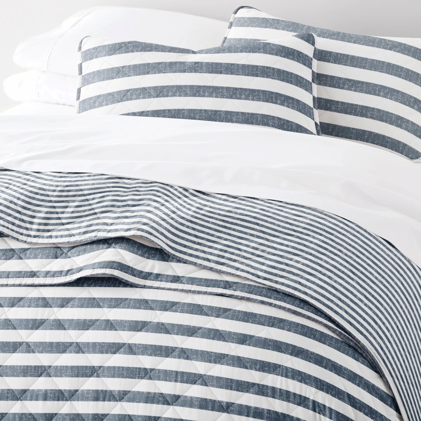 Becky Cameron All Season 3 Piece Striped Reversible Quilt Set