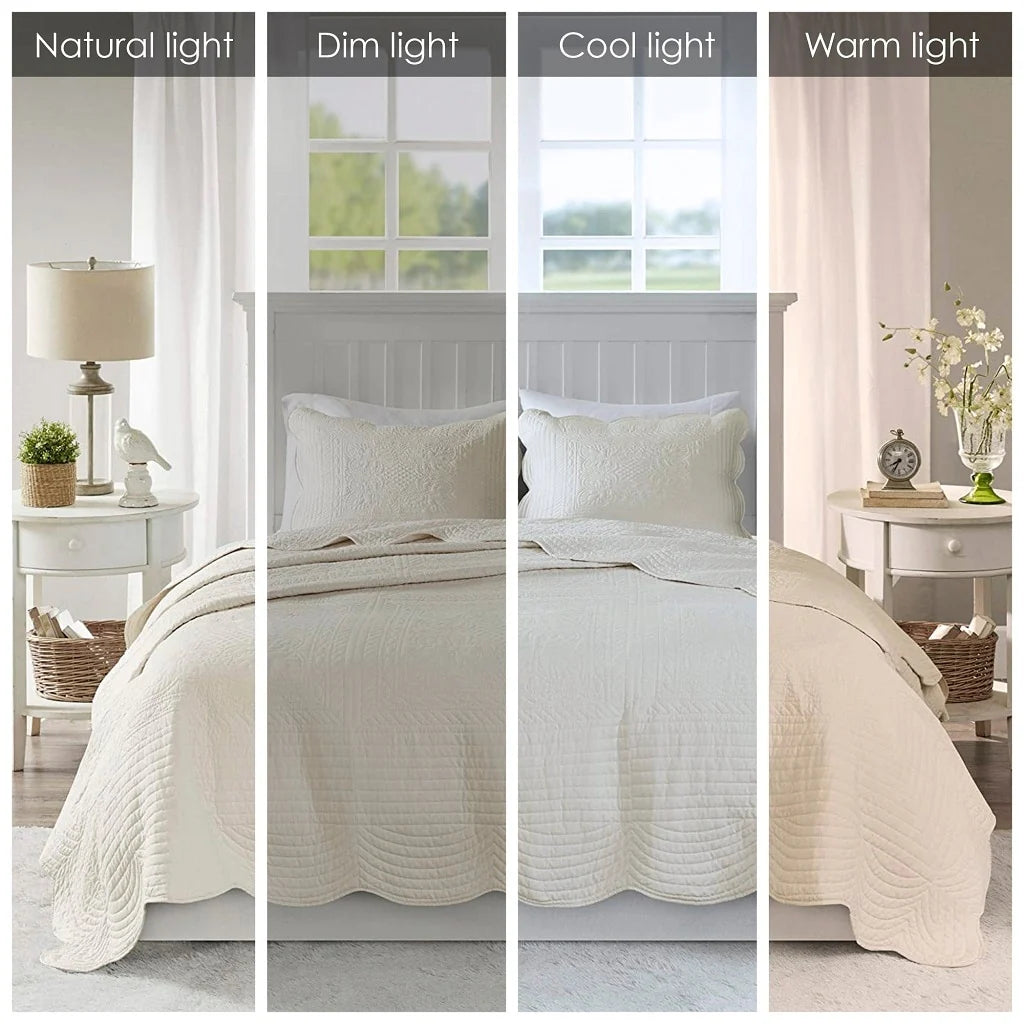 Madison Park Marino 3 Piece Reversible Scalloped Edge Quilt Set
