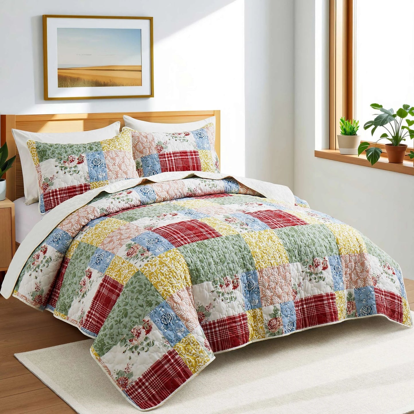 3-Piece Reversible Ultra Lighweight Coverlet Premium Microfiber Bedspread Quilt Set