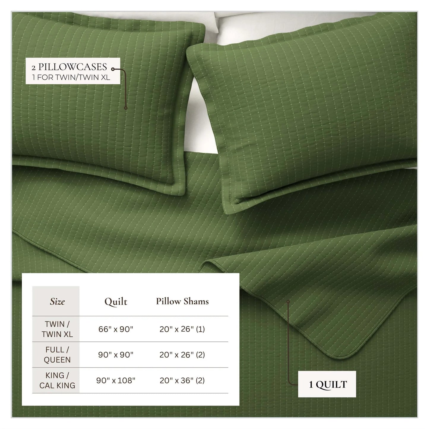 Linery & Co. Detailed Channel Stitch Microfiber Quilt Set With Shams.