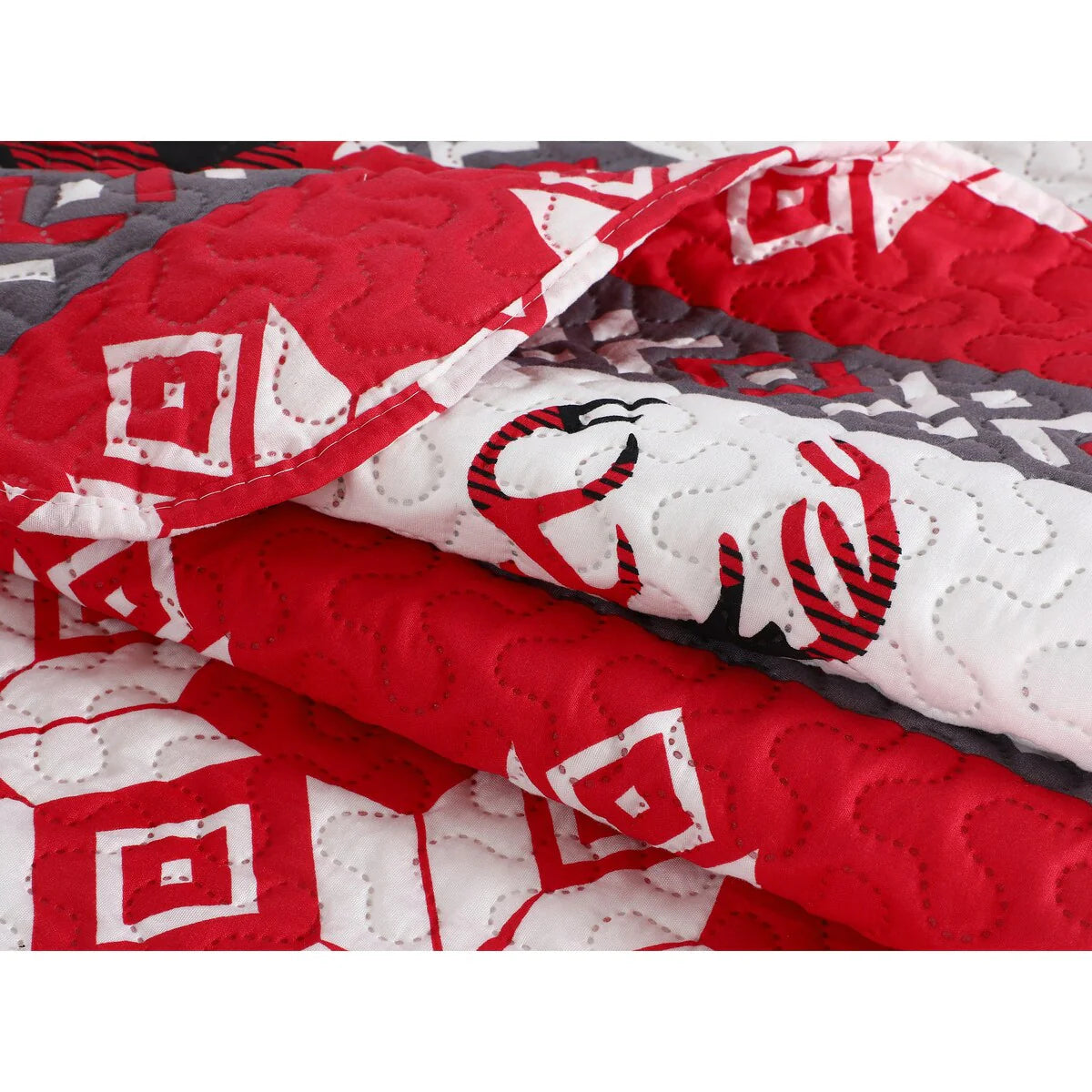 Printed Embossed Pinsonic Coverlet Bedspread Ultra Soft Bedspread Coverlet Christmas Quilt Set, Xmas Snowflake and Deer