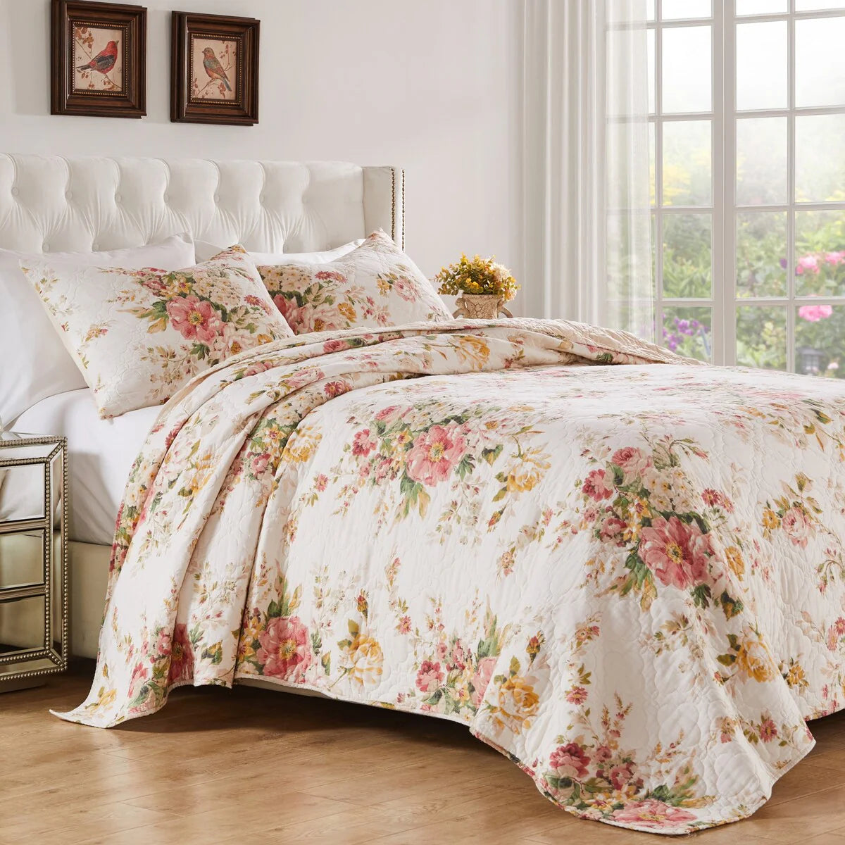 Greenland Home Fashions Grace Traditional Farmhouse Floral Quilt Set