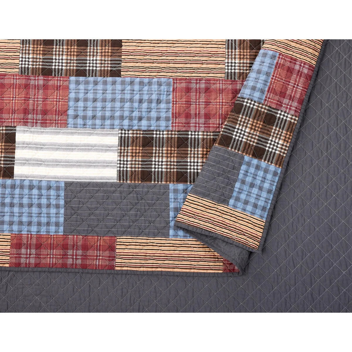 Cabin Patchwork Cotton 3-Piece Quilt Set