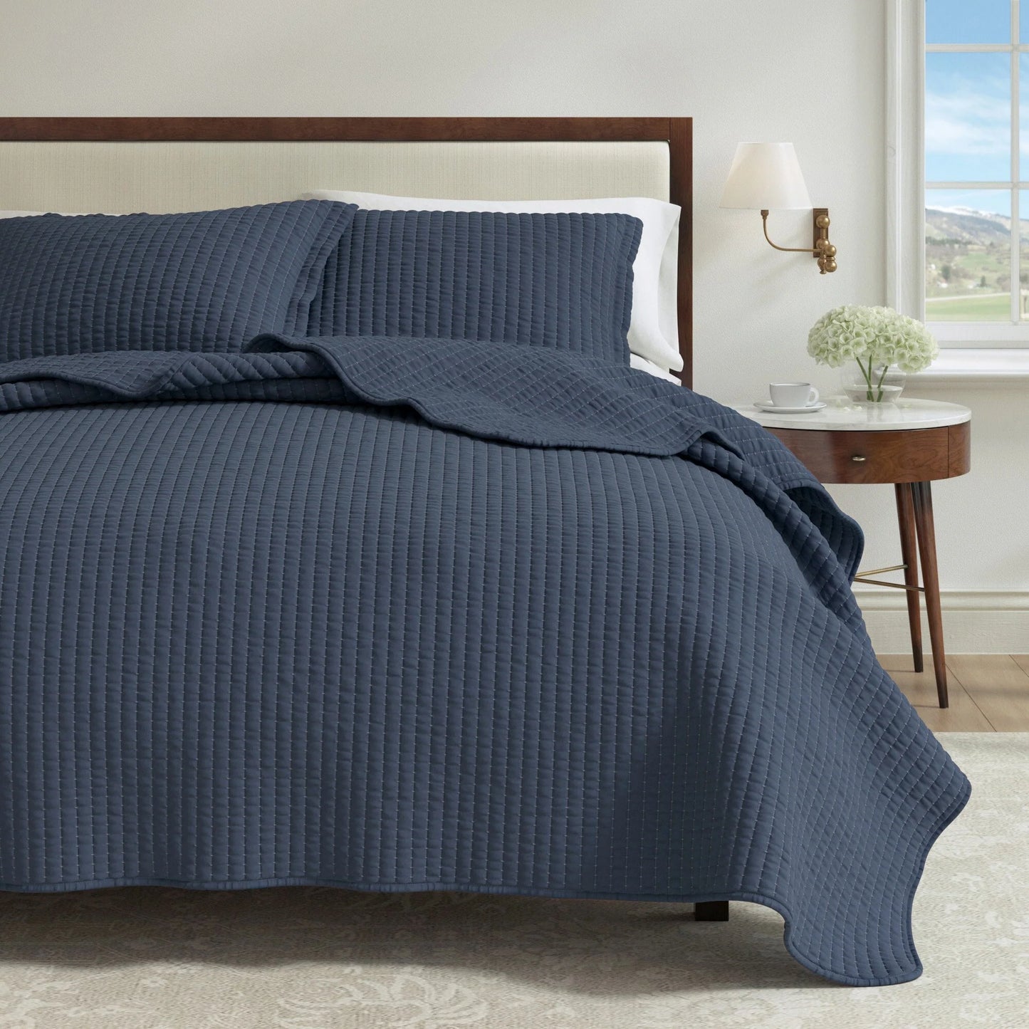 Linery & Co. Detailed Channel Stitch Microfiber Quilt Set With Shams.