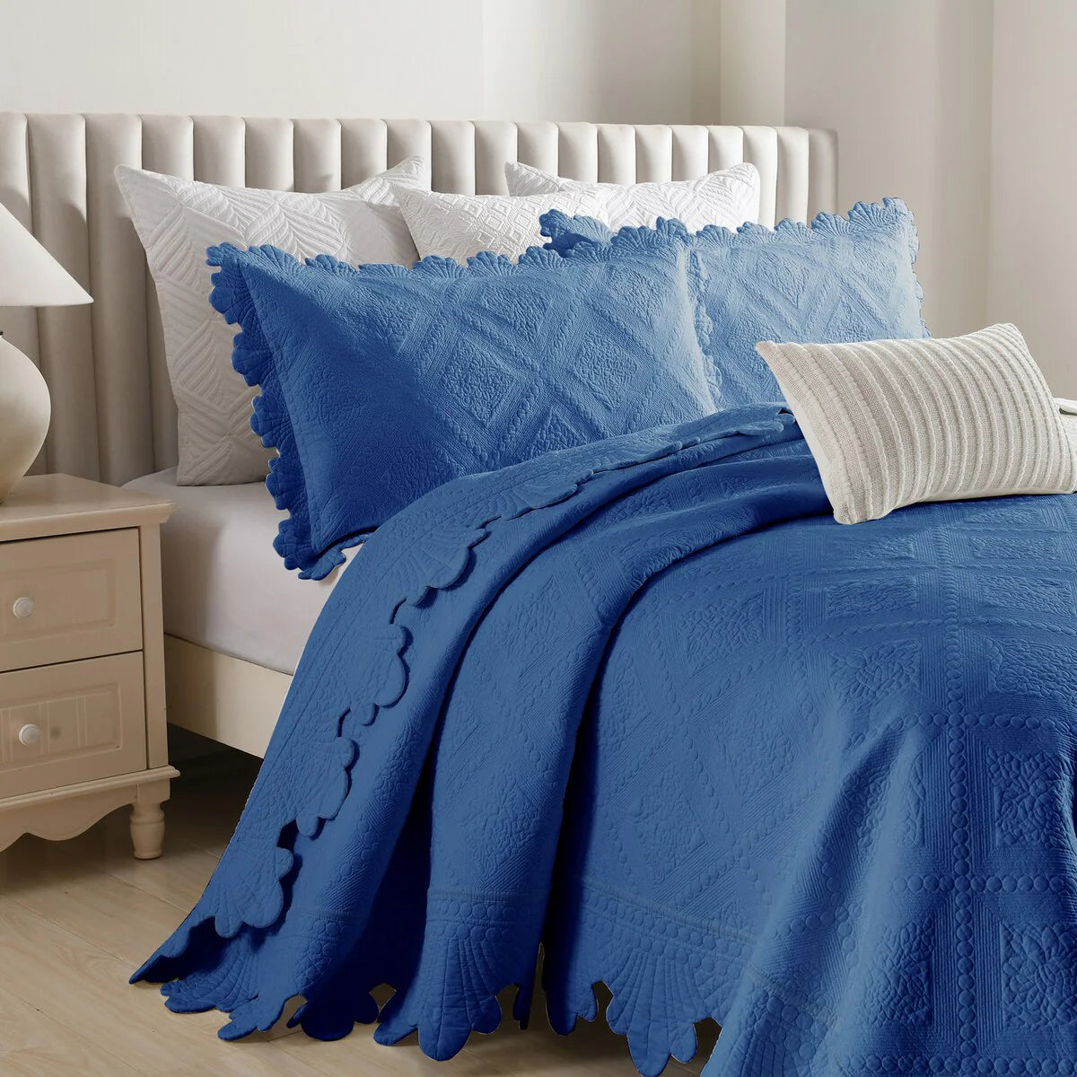 MarCielo 3Pcs 100% Cotton Oversized Quilt Bedspread Coverlet Set TK
