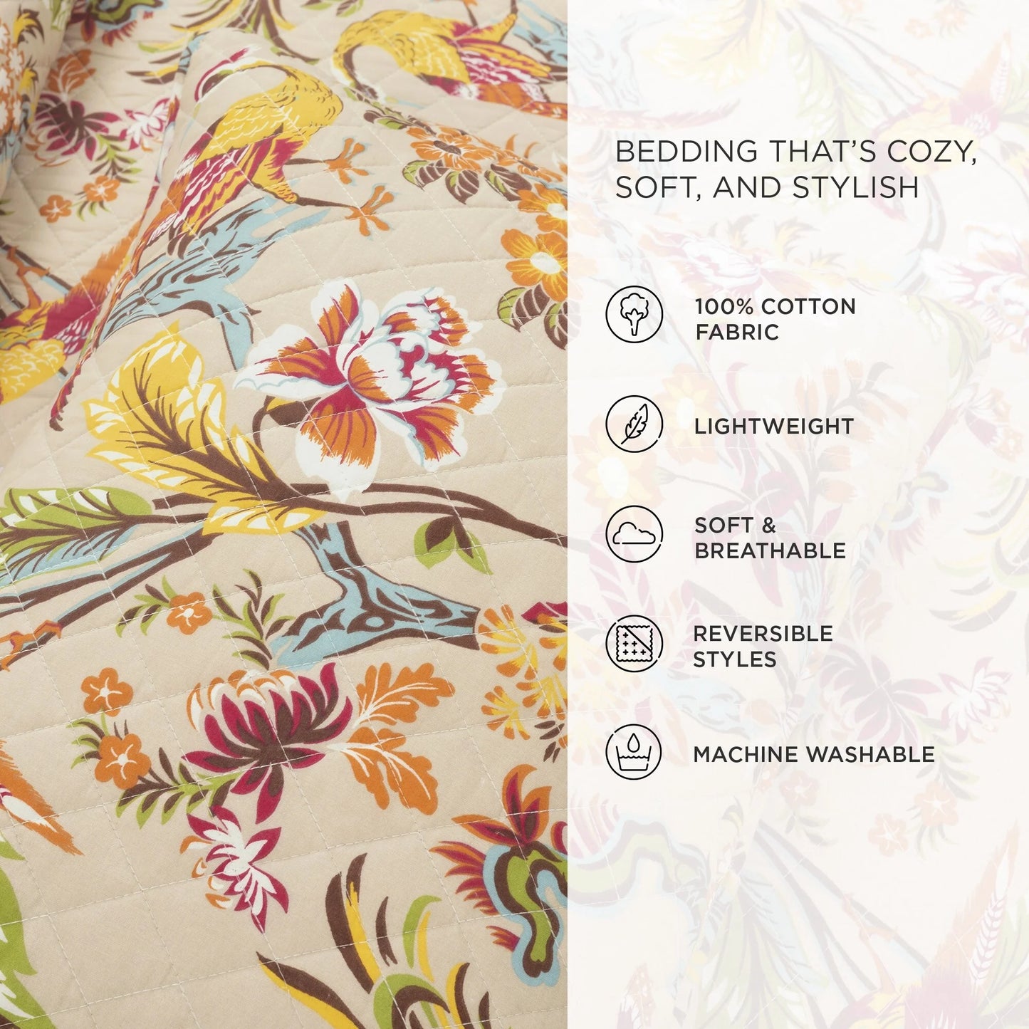 Lush Decor Dolores 3 Piece Cotton Quilt Set
