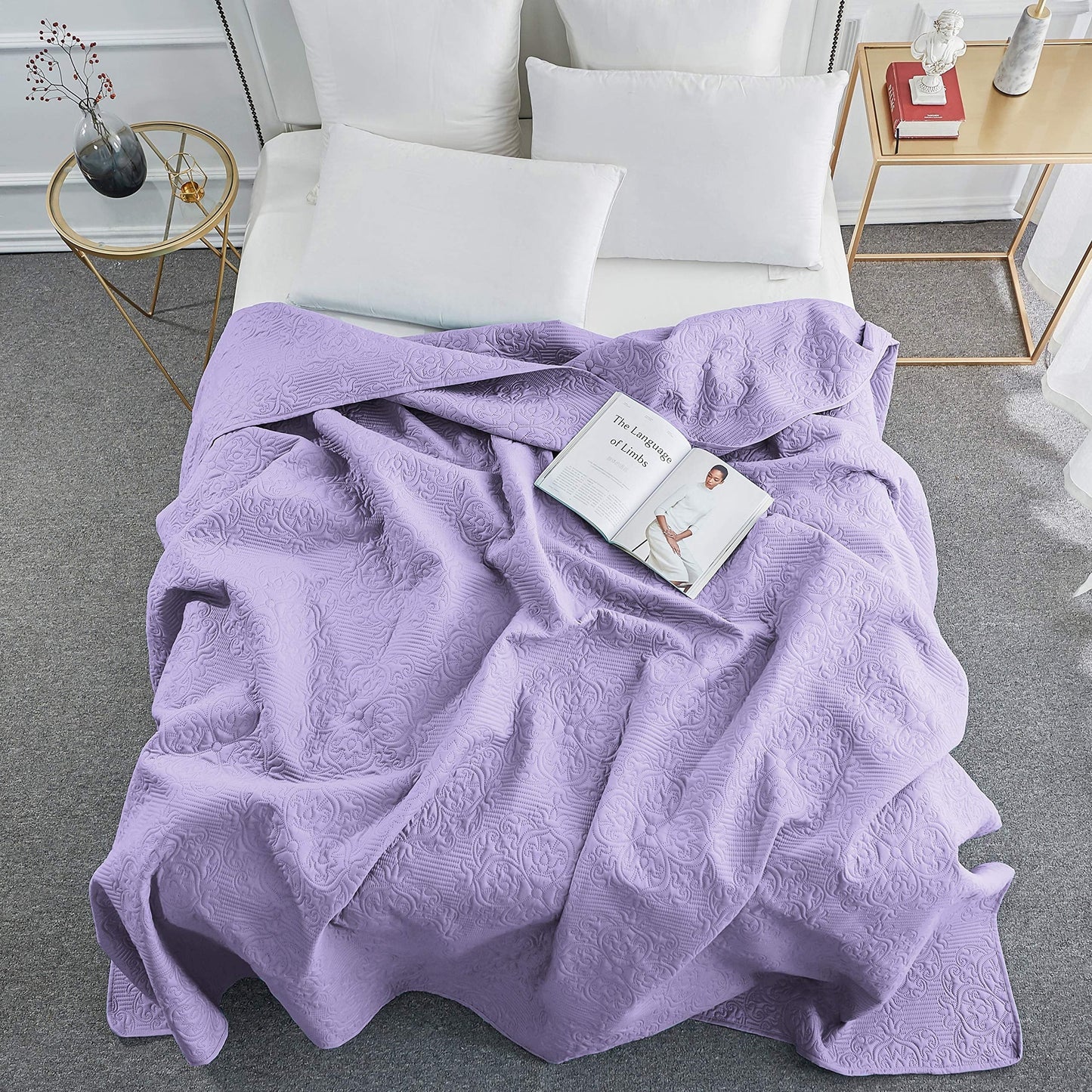 Sophia & William Bed Quilt Bedspread Coverlet - Reversible, Lightweight
