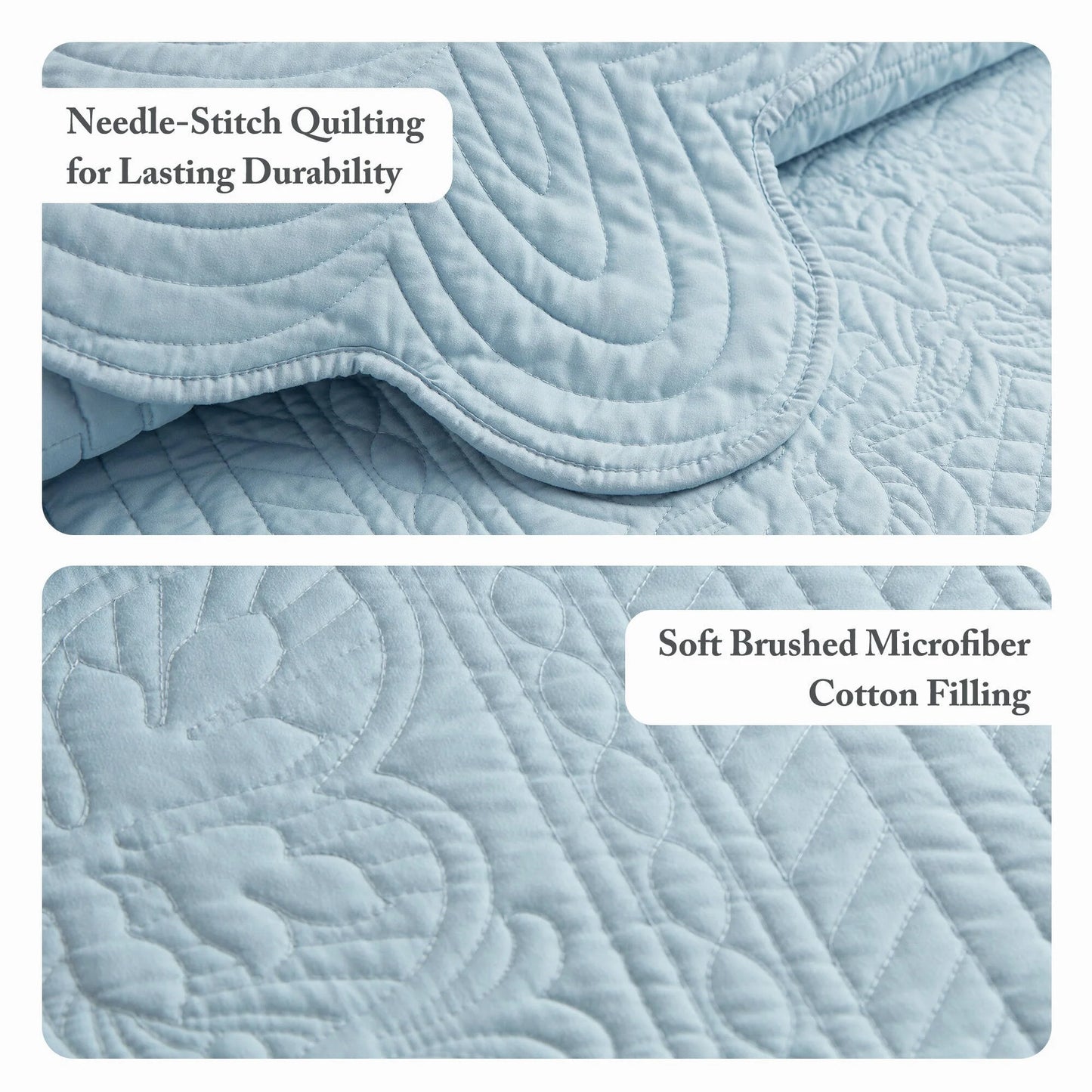 Madison Park Marino 3 Piece Reversible Scalloped Edge Quilt Set