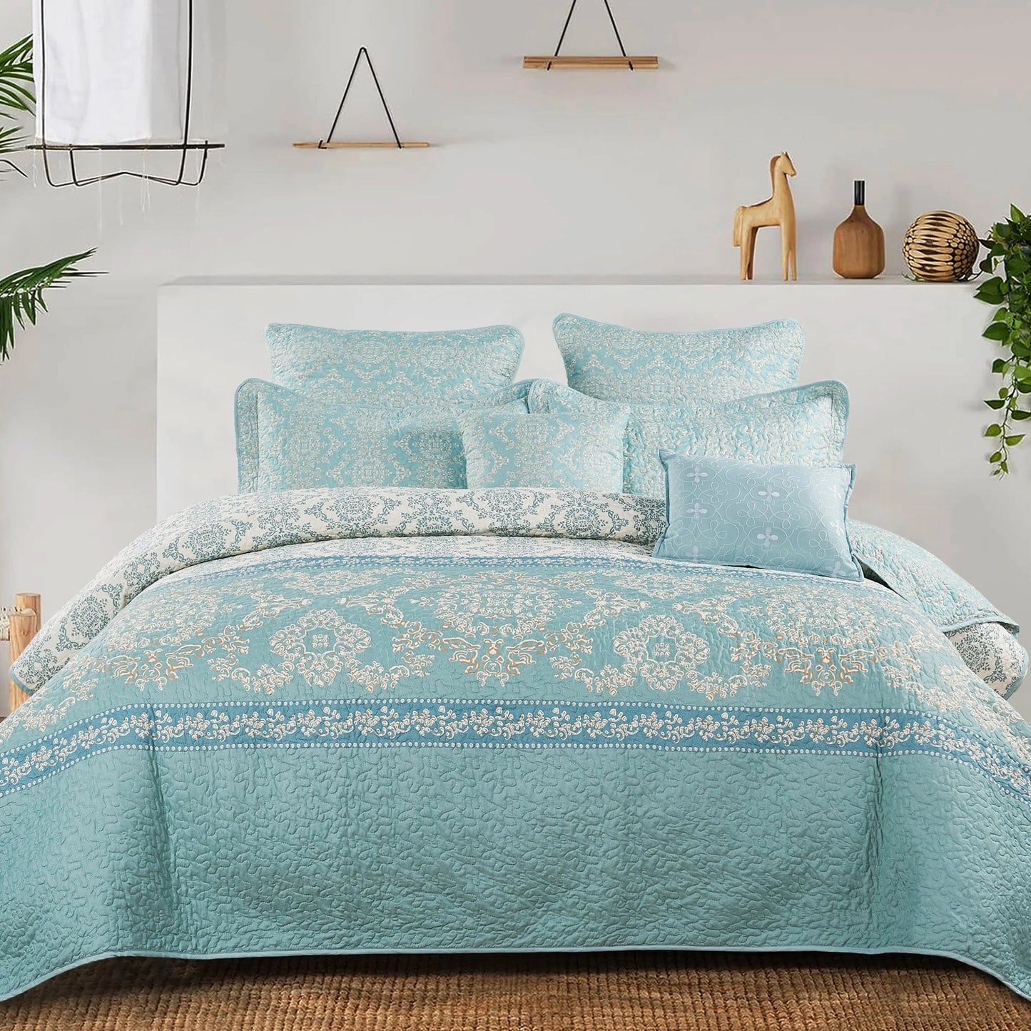 Serenta Mystic Printed Reversible 7-piece Bedspread Coverlet Set
