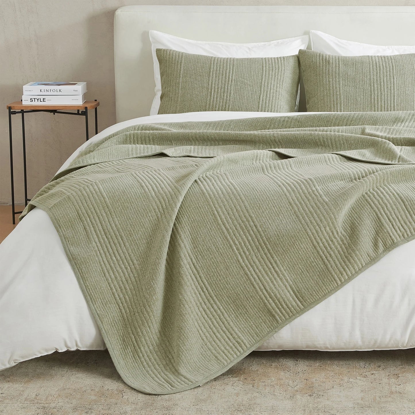 Linery & Co. Cotton Blend Jersey Knit Channel Stitch Quilt Set