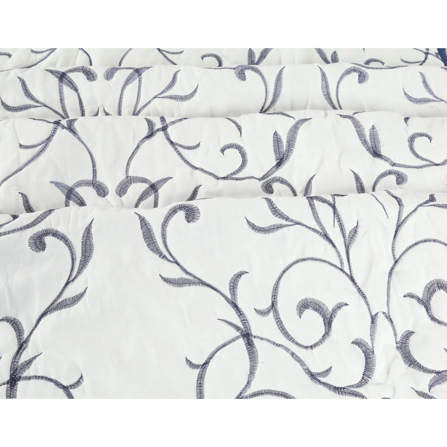 Marina Decoration Embroidered Stitching Coverlet Bedspread Ultra Soft Solid Summer Quilt Set, Modern Branch Pattern