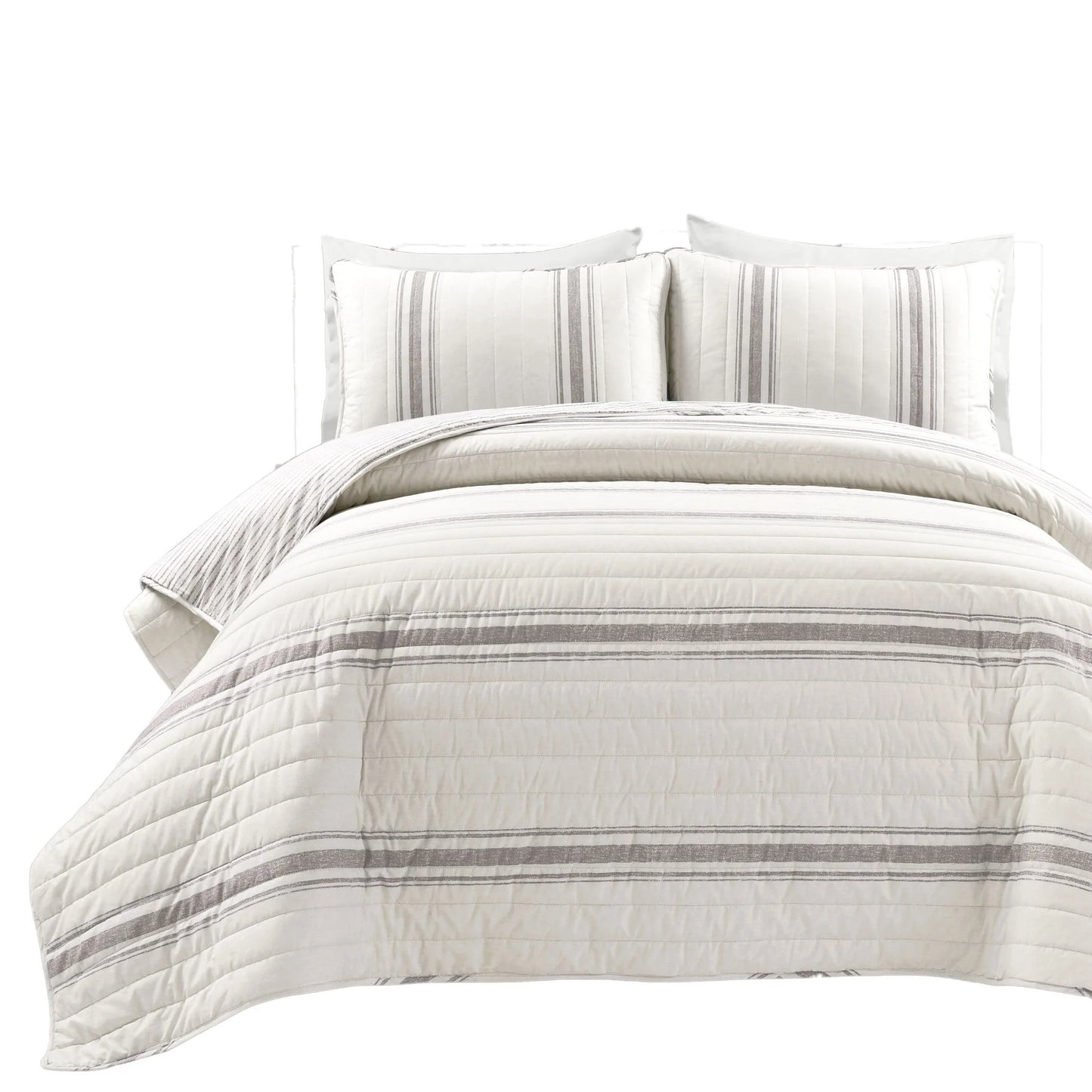 Lush Decor Farmhouse Stripe 3 Piece Quilt Set