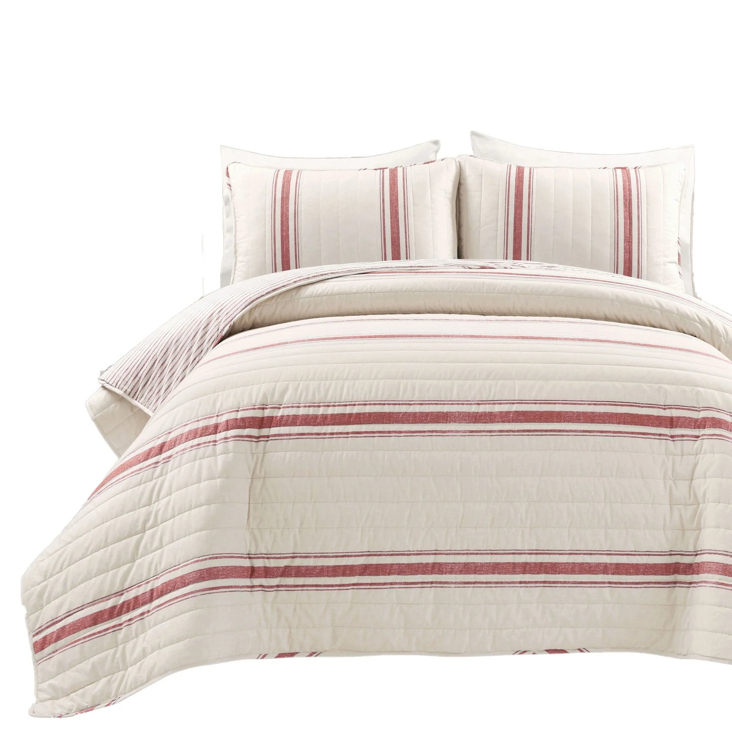 Lush Decor Farmhouse Stripe 3 Piece Quilt Set