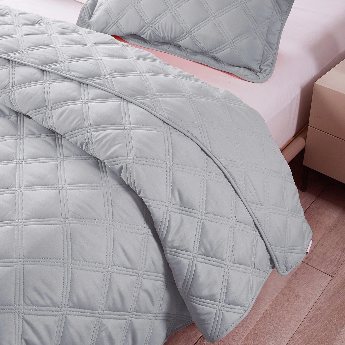 Down Alternative Quilted Oversized Charleston 3 Piece Comforter Set