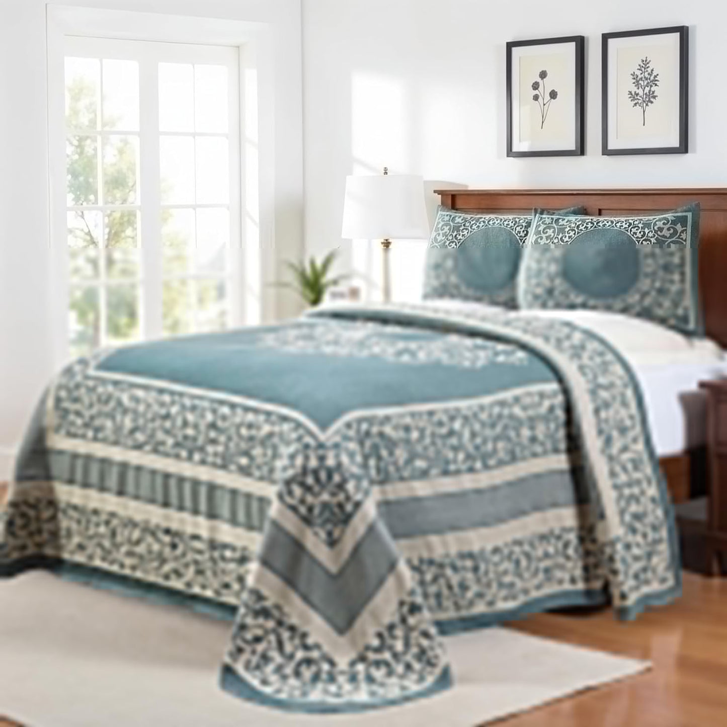 Superior Cotton Blend Oversized Classic Medallion Bedspread Set
