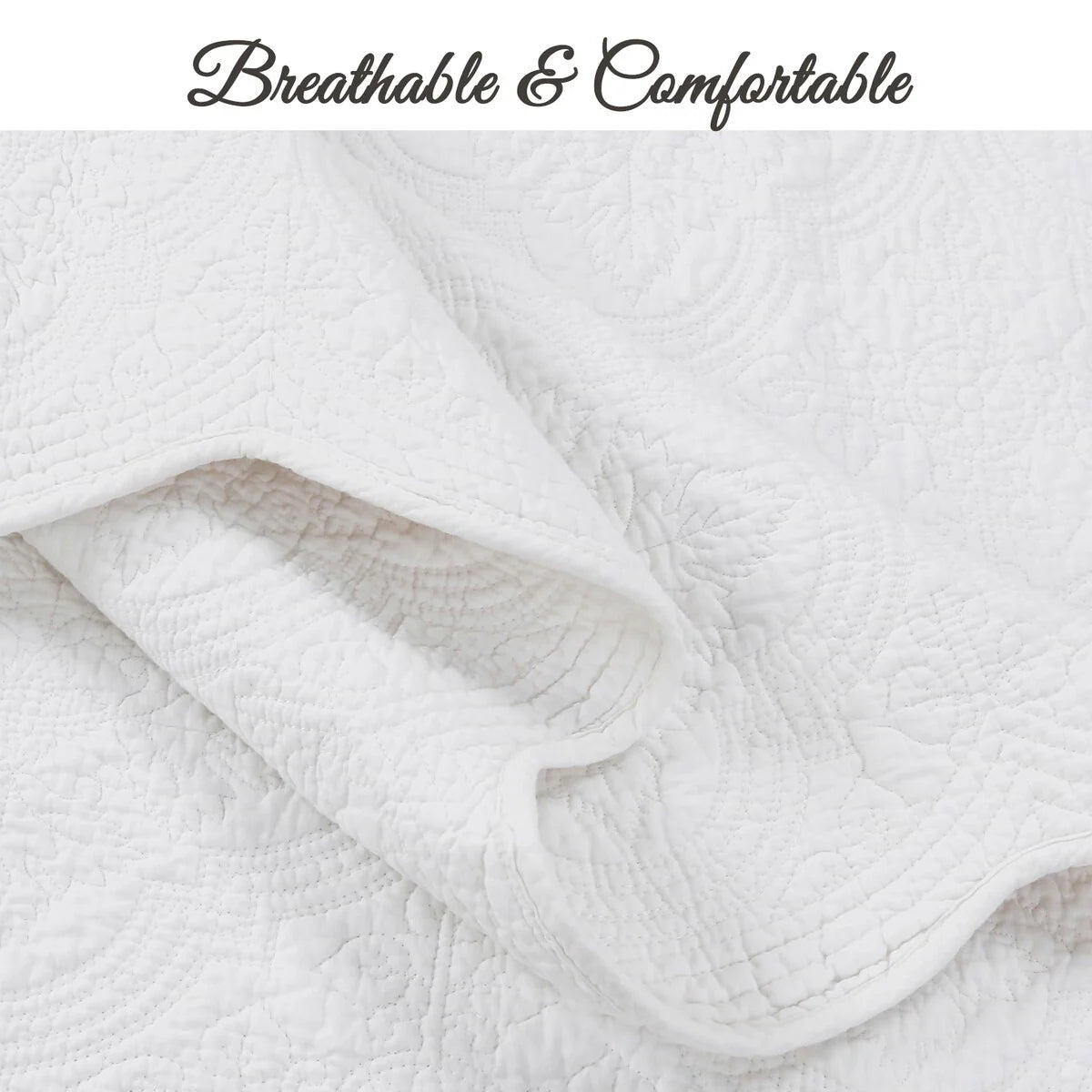 Blantyre Scalloped Edge White Cotton 3-piece Oversized Quilt Bedding Set
