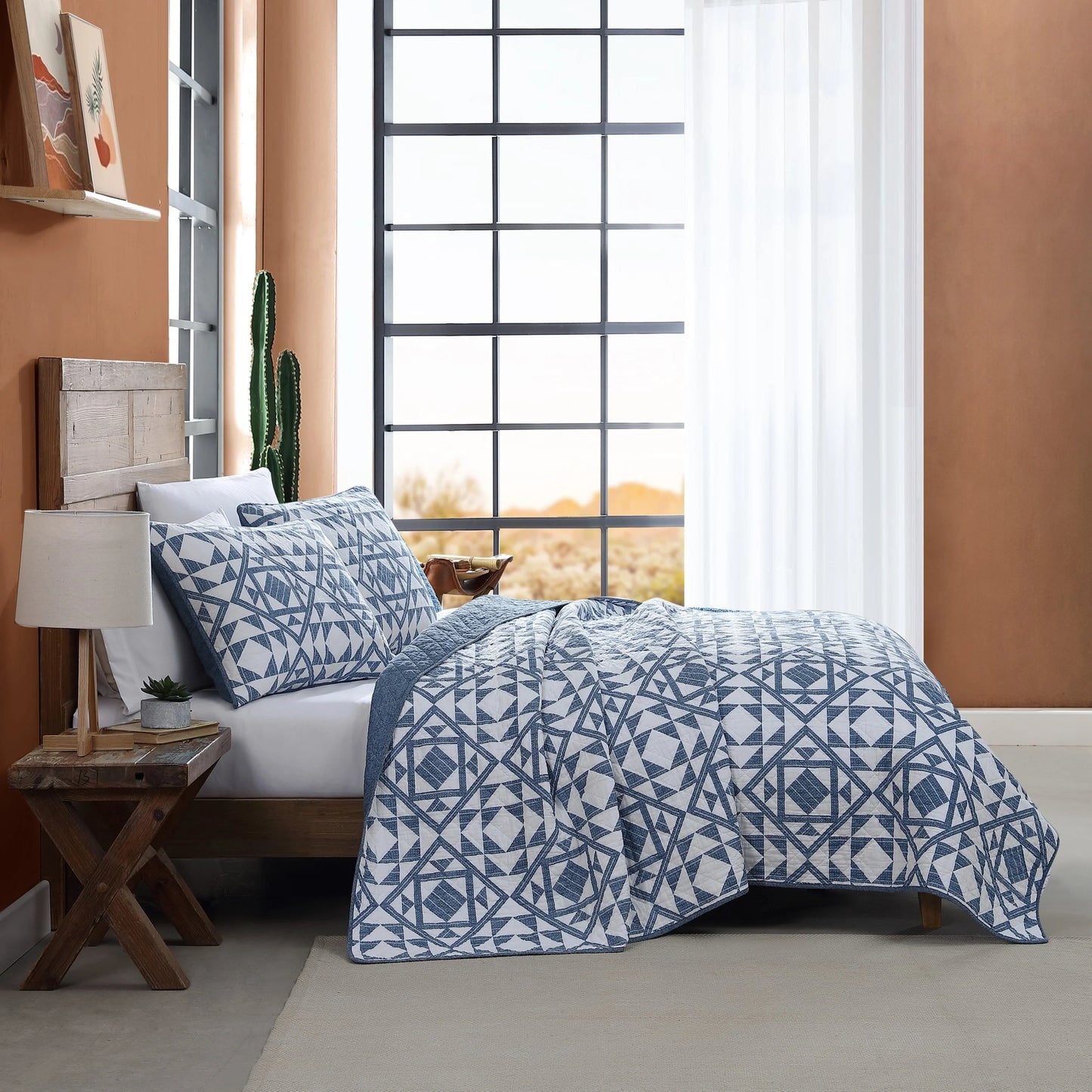 Wrangler Phoenix Patchwork Navy Cotton Quilt Set