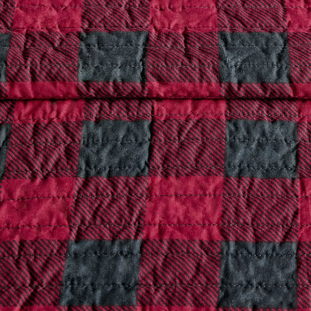 Woolrich Check Red Cotton Percale Printed Quilt Set
