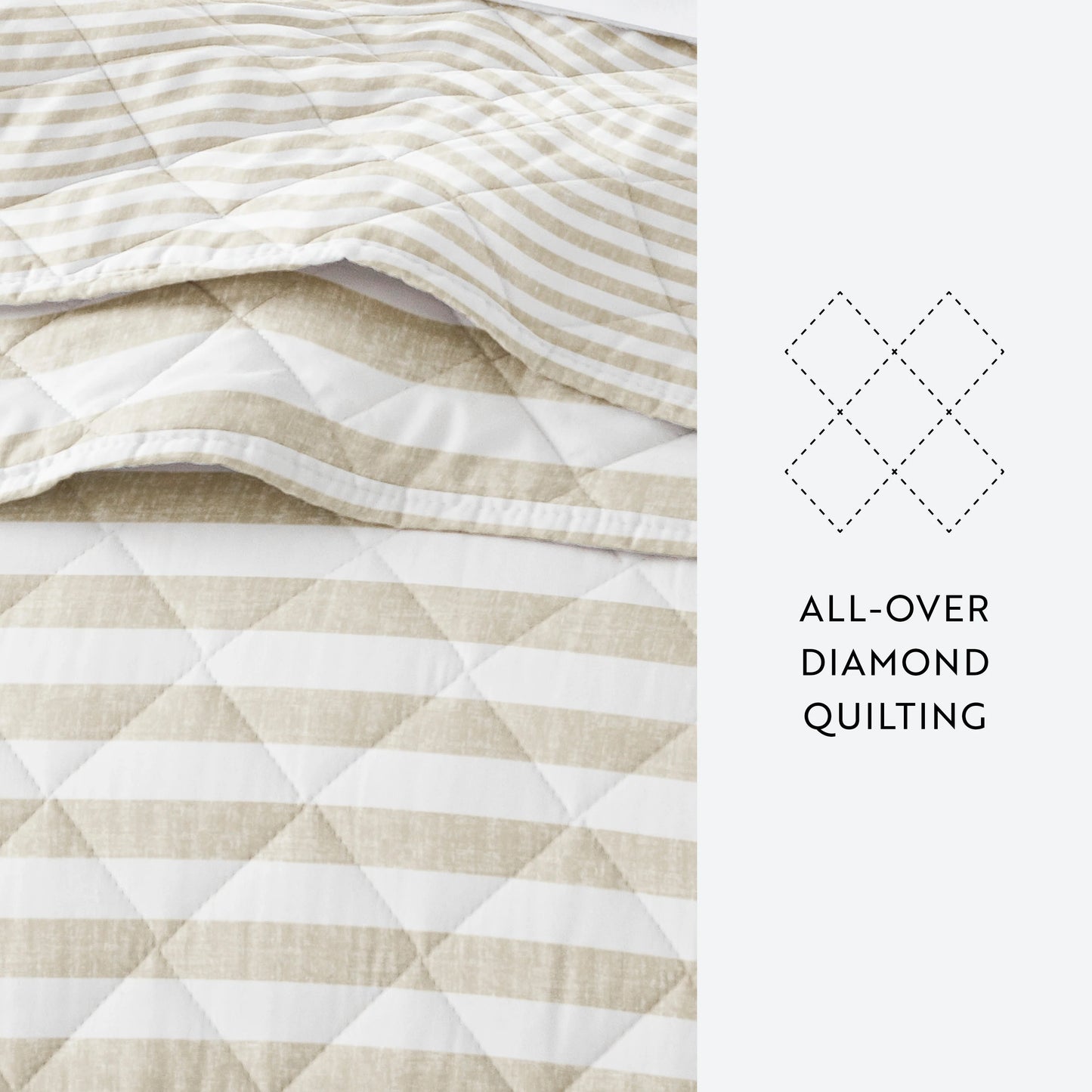 Becky Cameron All Season 3 Piece Striped Reversible Quilt Set