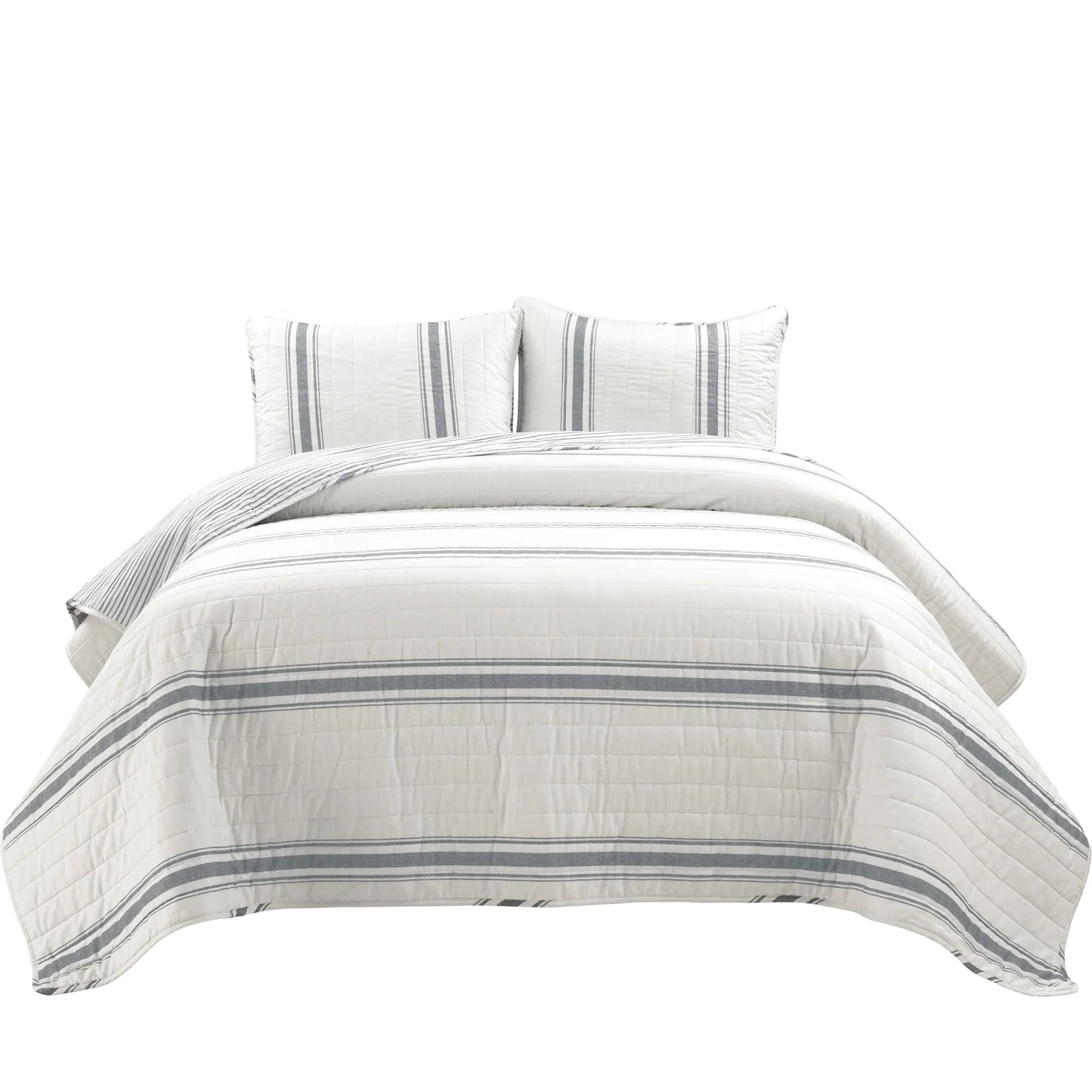 Lush Decor Farmhouse Stripe 3 Piece Quilt Set